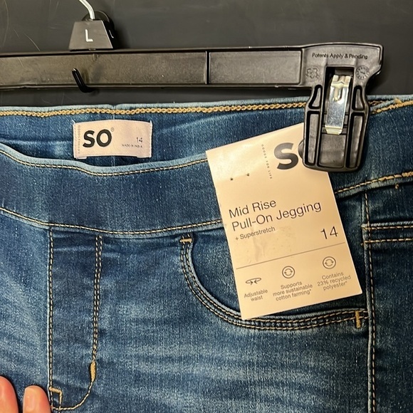 SO Girls Size 14 Denim Jegging Mid-Rise Pull On Dark Wash NEW - Picture 3 of 5